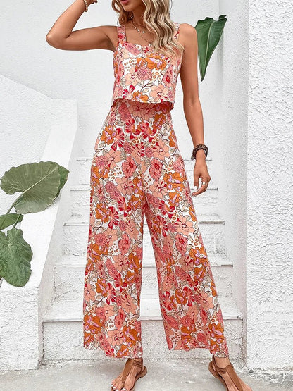 Women's Floral Jumpsuit – Perla – Apricot