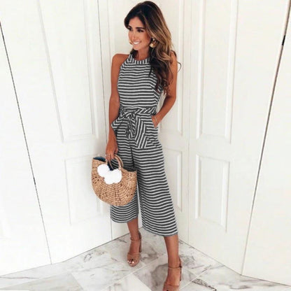 Women's Striped Jumpsuit – Jana – Black