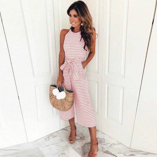 Women's Striped Jumpsuit – Jana – Pink