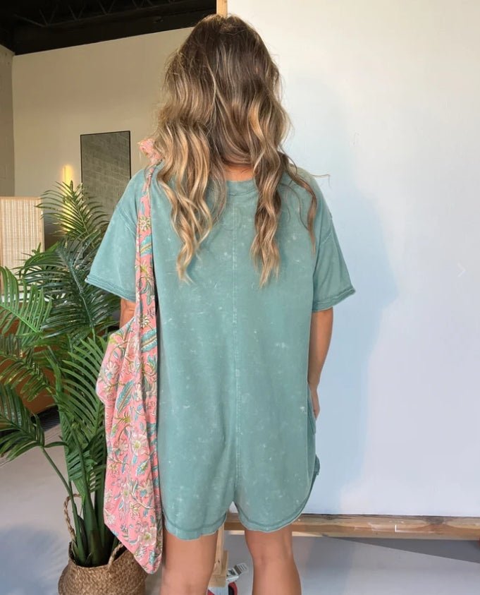 Women's Relaxed Washed Jumpsuit – Rio – Sage Green