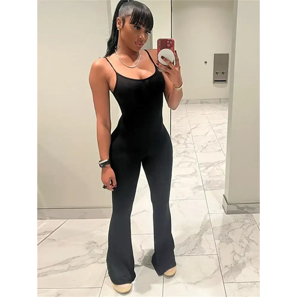 Women's Flare-Hem Legging Jumpsuit – Dahlia – view 5