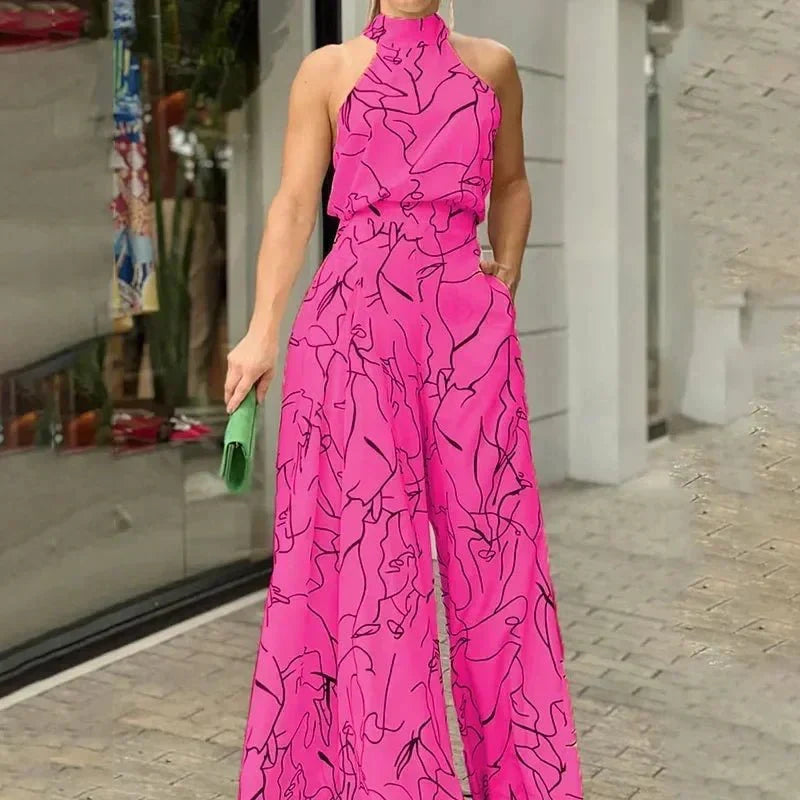Women's Turtleneck Wide-Leg Jumpsuit – Eloise – Pink