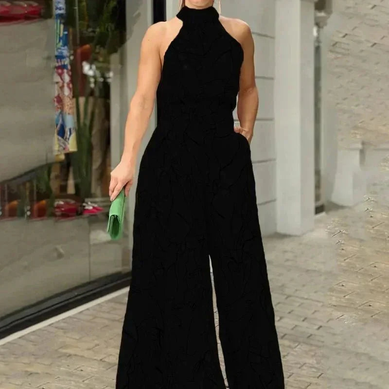 Women's Turtleneck Wide-Leg Jumpsuit – Eloise – Black