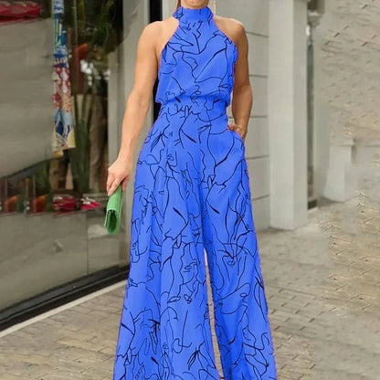 Women's Turtleneck Wide-Leg Jumpsuit – Eloise – Blue