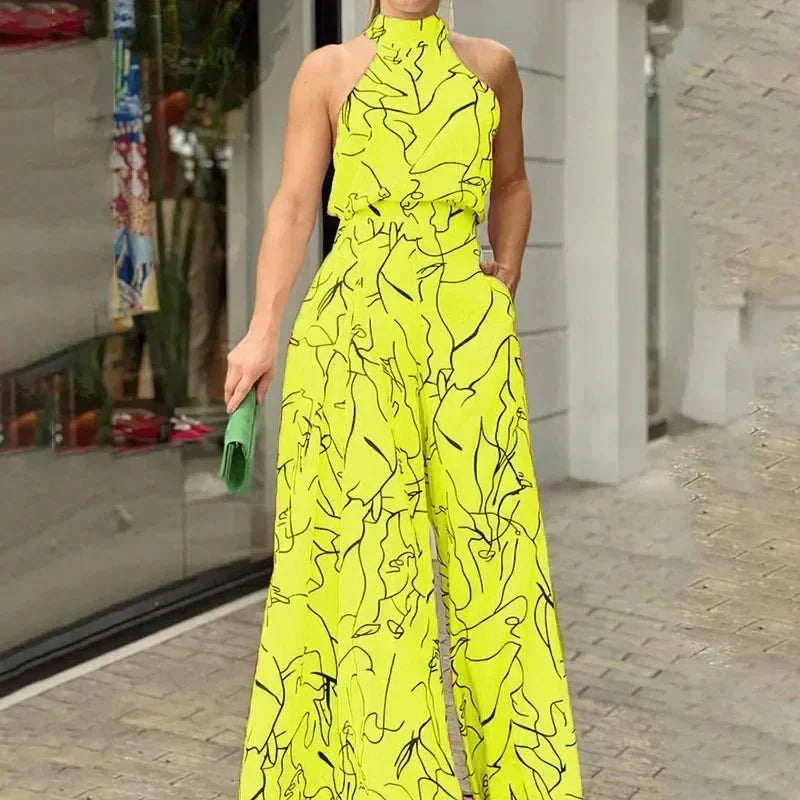 Women's Turtleneck Wide-Leg Jumpsuit – Eloise – Yellow