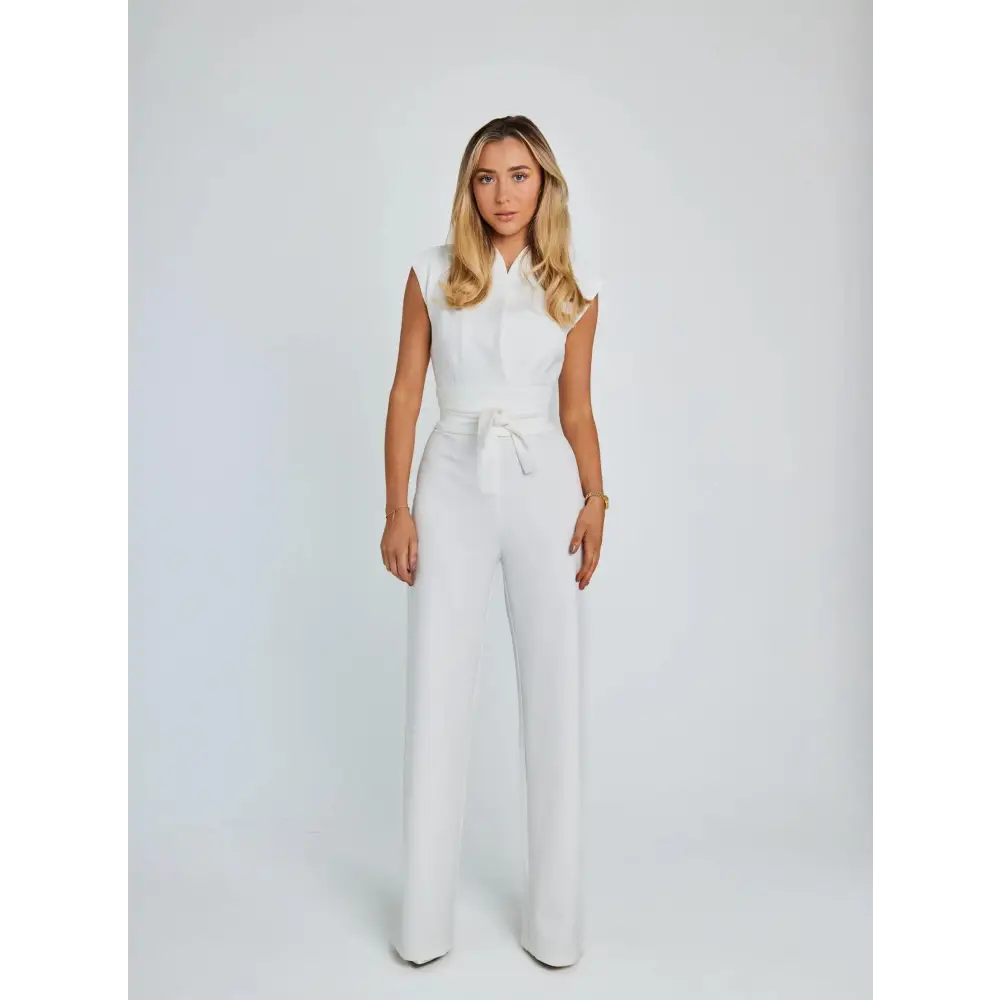 Women's Sleeveless Bow Jumpsuit – Elodie – White