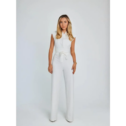 Women's Sleeveless Bow Jumpsuit – Elodie – White