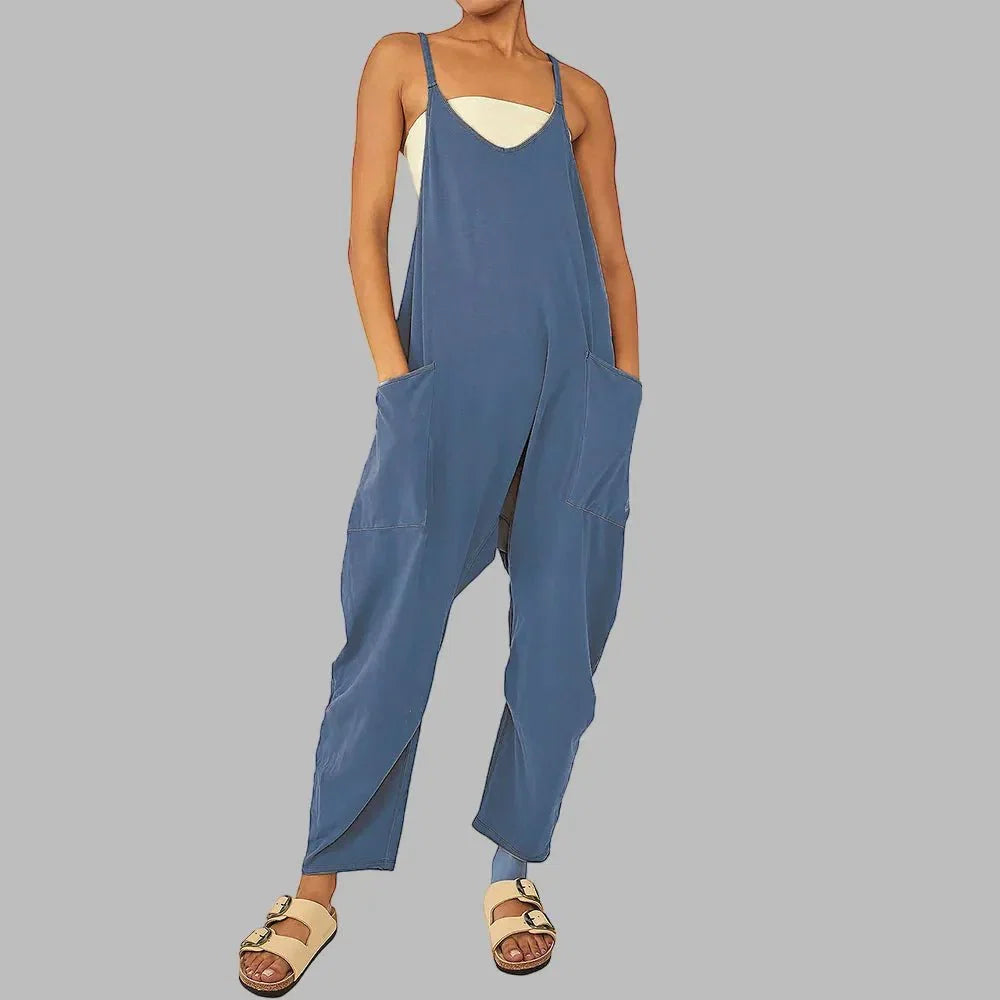 Women's Cropped Wide-Leg Jumpsuit with Pockets – Lisette – view 2