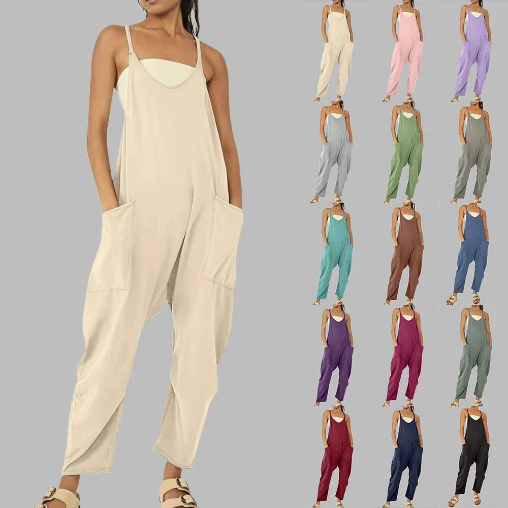 Women's Cropped Wide-Leg Jumpsuit with Pockets – Lisette – view 3