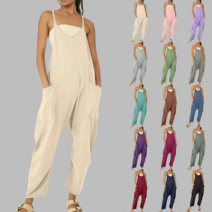 Women's Cropped Wide-Leg Jumpsuit with Pockets – Lisette – view 3