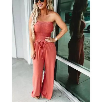 Women's Strapless Jumpsuit – Ida – Red