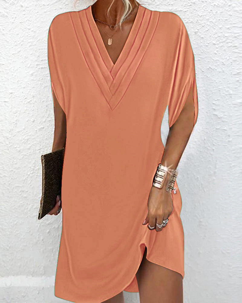 Solid Dress with Slit Sleeves – Sage – Orange