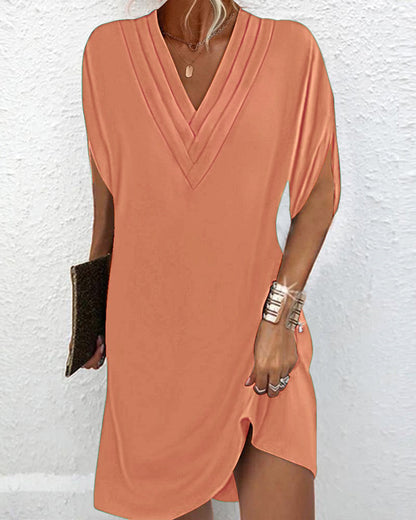 Solid Dress with Slit Sleeves – Sage – Orange