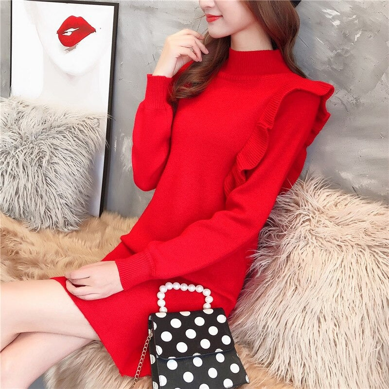 Women's Ruffled Knit Dress – Loren – view 2