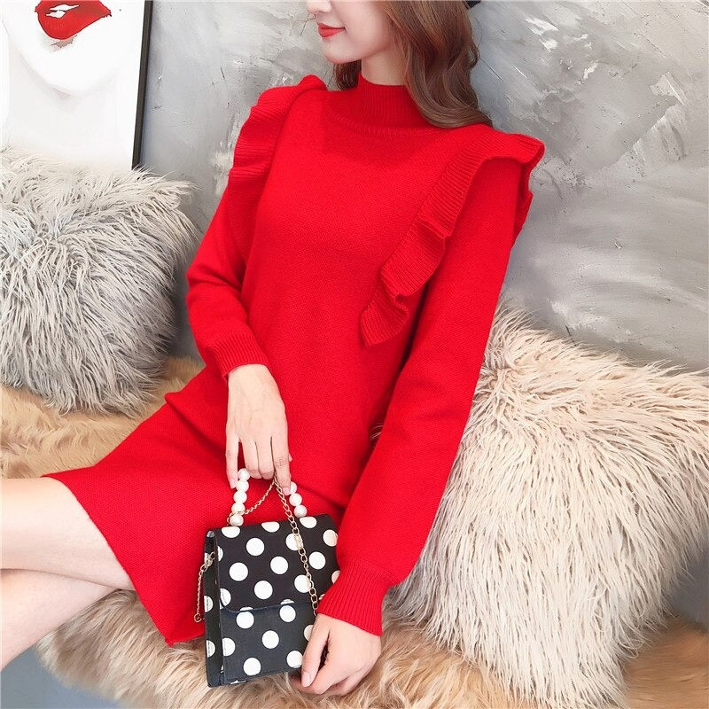 Women's Ruffled Knit Dress – Loren – view 3