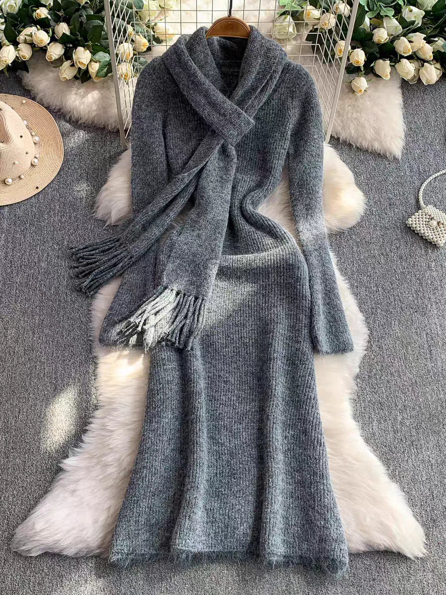 Women's Long Wool Dress – Julie – view 9