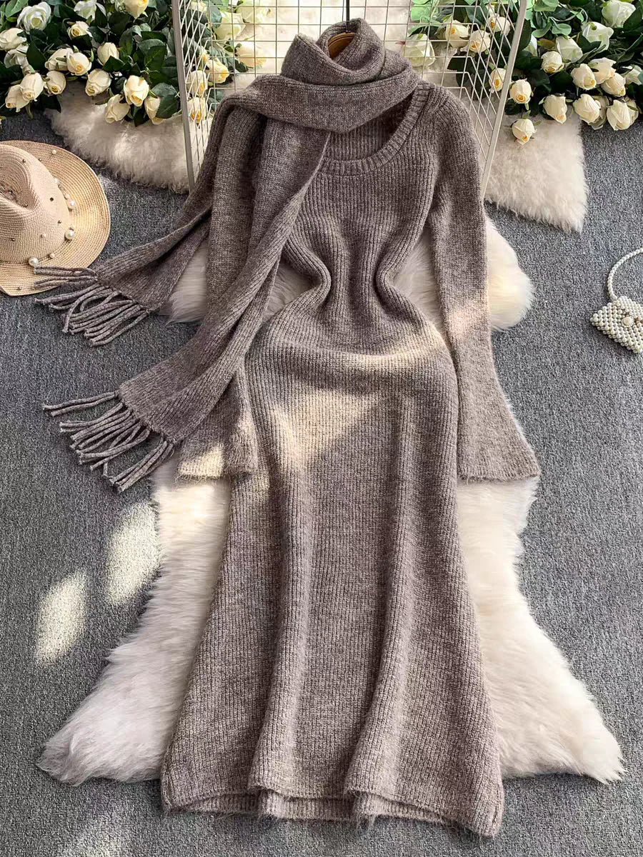 Women's Long Wool Dress – Julie – view 8