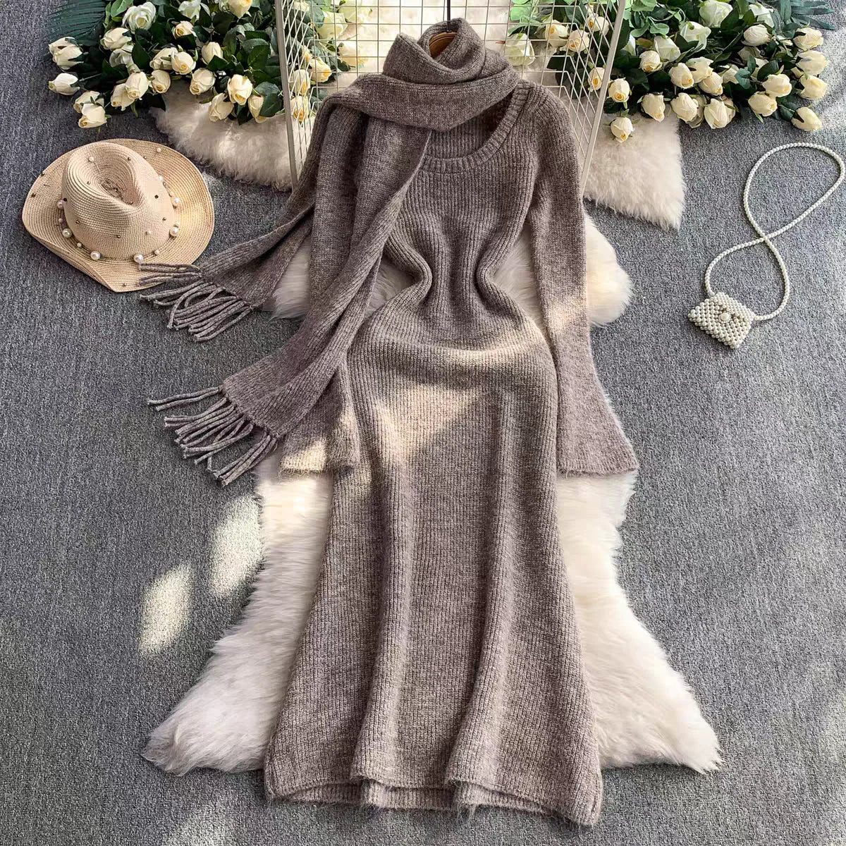 Women's Long Wool Dress – Julie – view 18