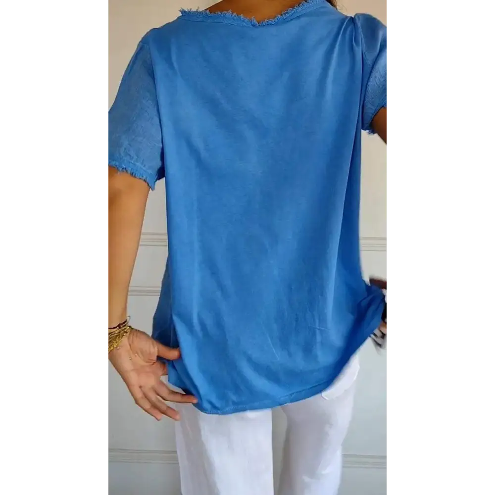 Cropped Casual V-Neck Blouse – Quinn – view 2
