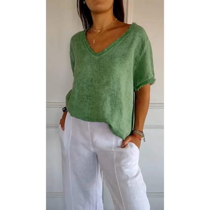 Cropped Casual V-Neck Blouse – Quinn – view 3
