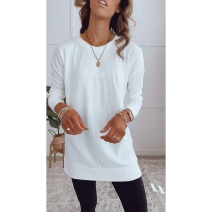 Solid Casual Crewneck Blouse – Yvonne