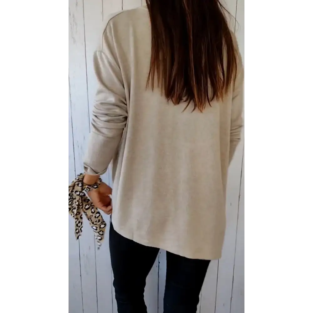 Casual Knit Long-Sleeve V-Neck Blouse – Frances – view 2