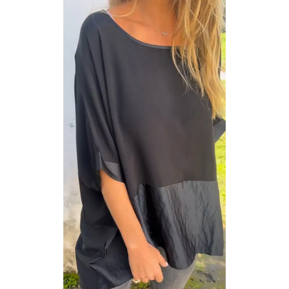 Ruffled Crewneck Blouse – Ziva – Black