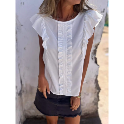 Crewneck Tank with Symmetric Ruffles – Katrina