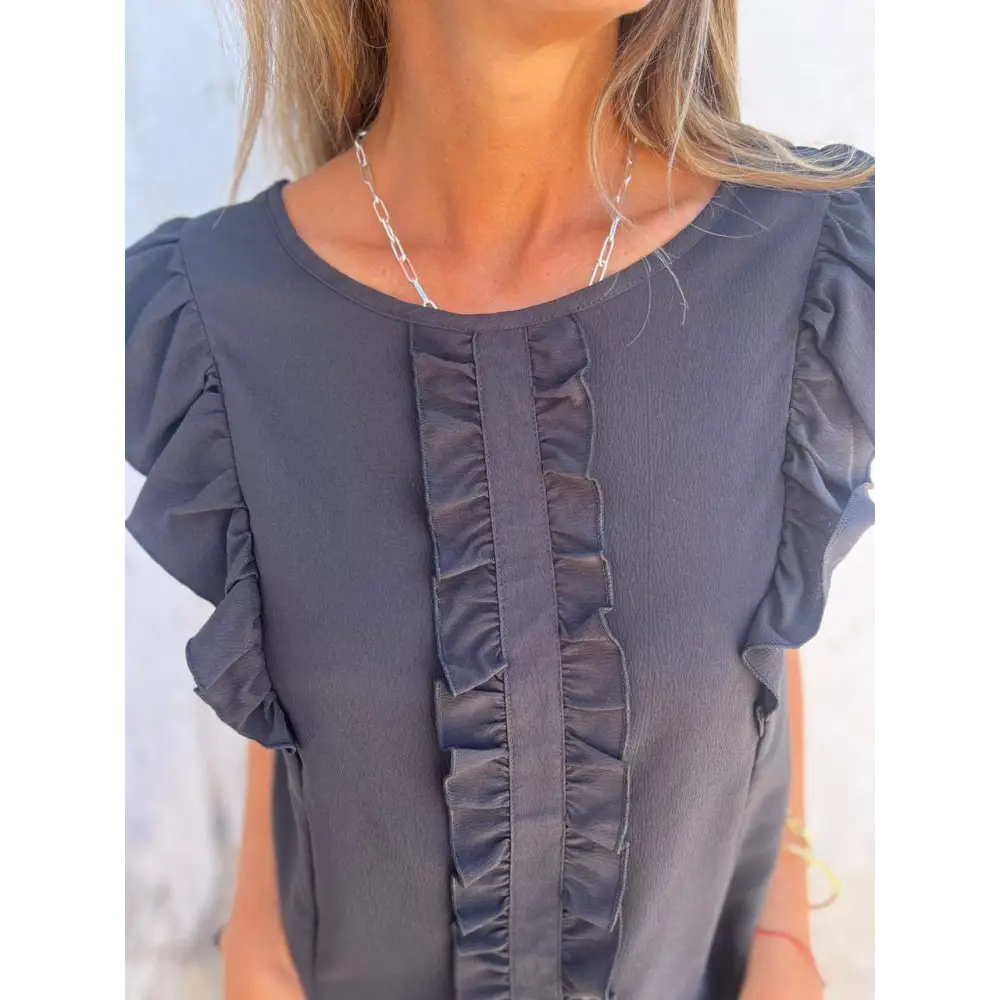 Crewneck Tank with Symmetric Ruffles – Katrina – view 3