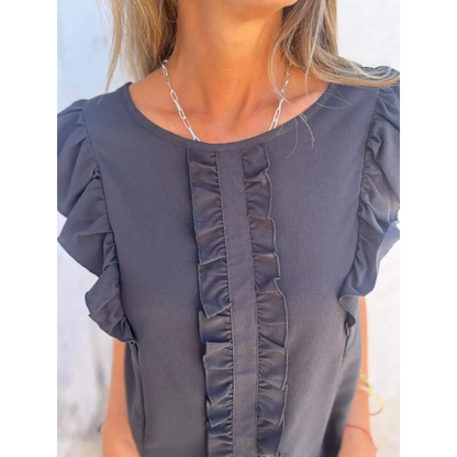 Crewneck Tank with Symmetric Ruffles – Katrina – view 3