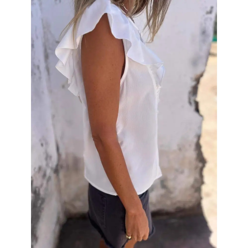 Crewneck Tank with Symmetric Ruffles – Katrina – view 2
