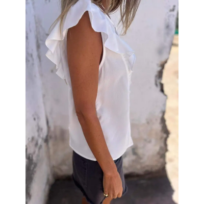 Crewneck Tank with Symmetric Ruffles – Katrina – view 2