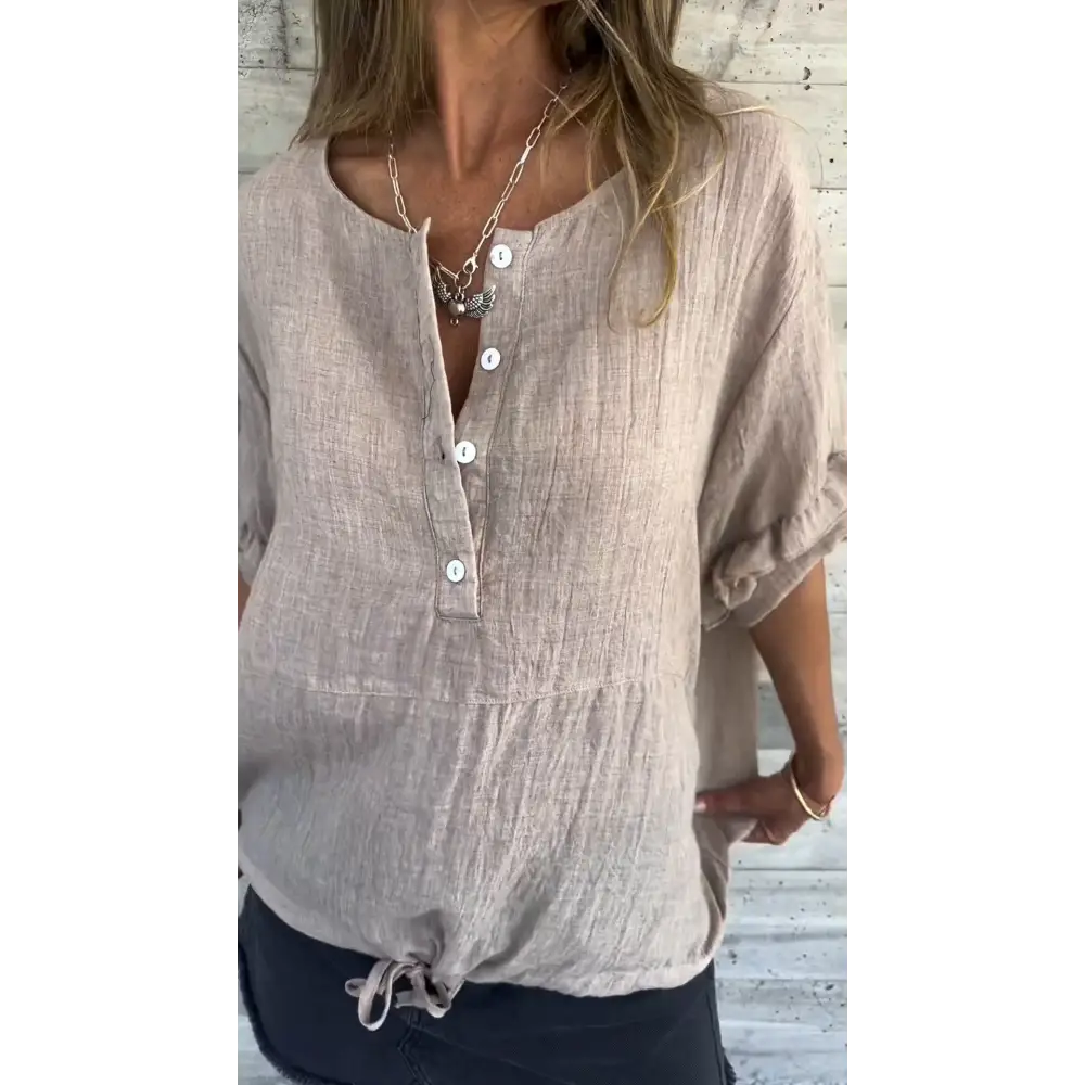 Crewneck Blouse with Ruffled Lotus Hem – Kinsley – view 2