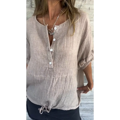 Crewneck Blouse with Ruffled Lotus Hem – Kinsley – view 2