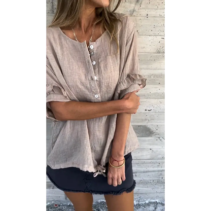 Crewneck Blouse with Ruffled Lotus Hem – Kinsley