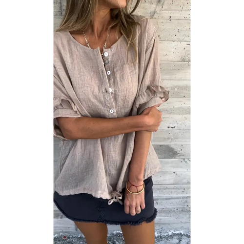 Crewneck Blouse with Ruffled Lotus Hem – Kinsley