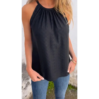 Crewneck Tank with Cutout Detail – Catalina – Black