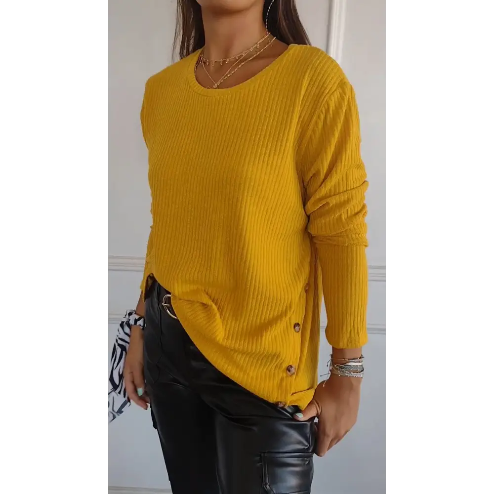 Textured Crewneck Blouse – Clarissa – Yellow