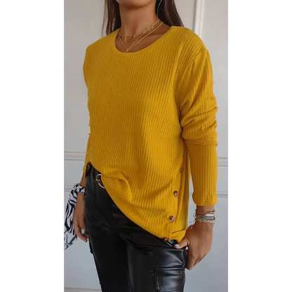 Textured Crewneck Blouse – Clarissa – Yellow
