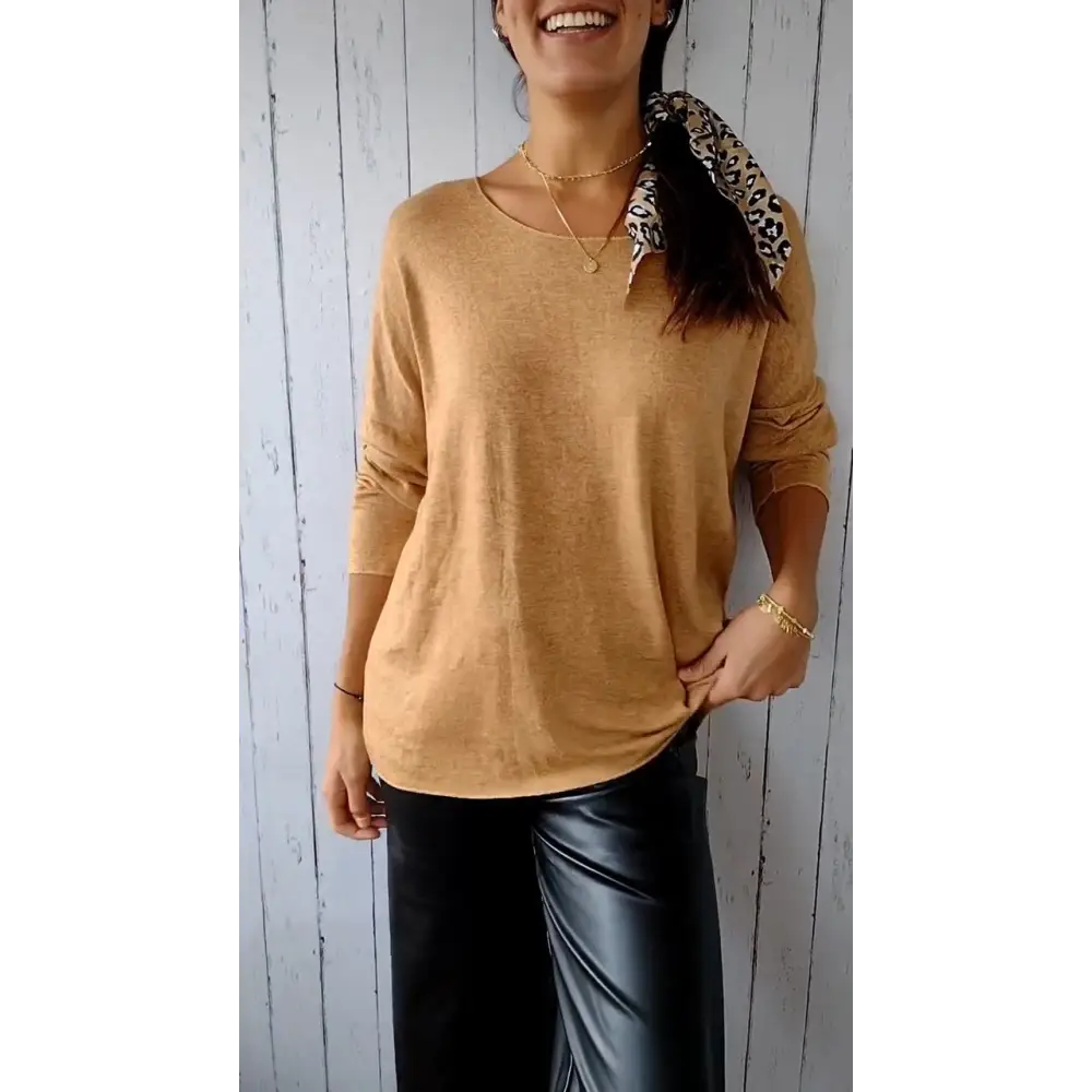 Comfort Long-Sleeve Crewneck Blouse – Brooke – view 3