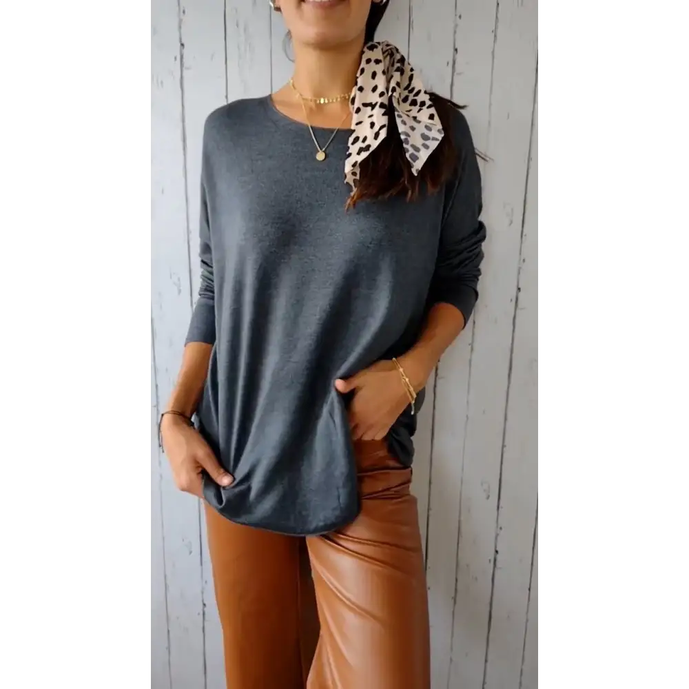 Comfort Long-Sleeve Crewneck Blouse – Brooke – view 4