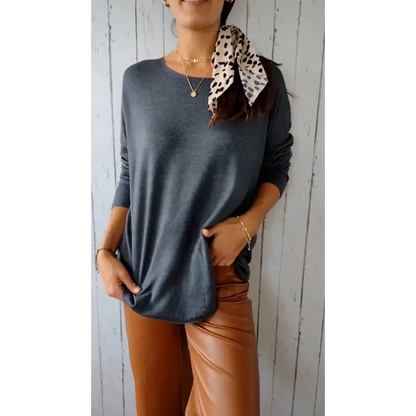 Comfort Long-Sleeve Crewneck Blouse – Brooke – view 4