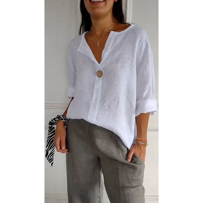 Comfort Cotton-Linen V-Neck Blouse – Fiona – view 5