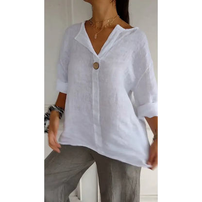 Comfort Cotton-Linen V-Neck Blouse – Fiona – view 3