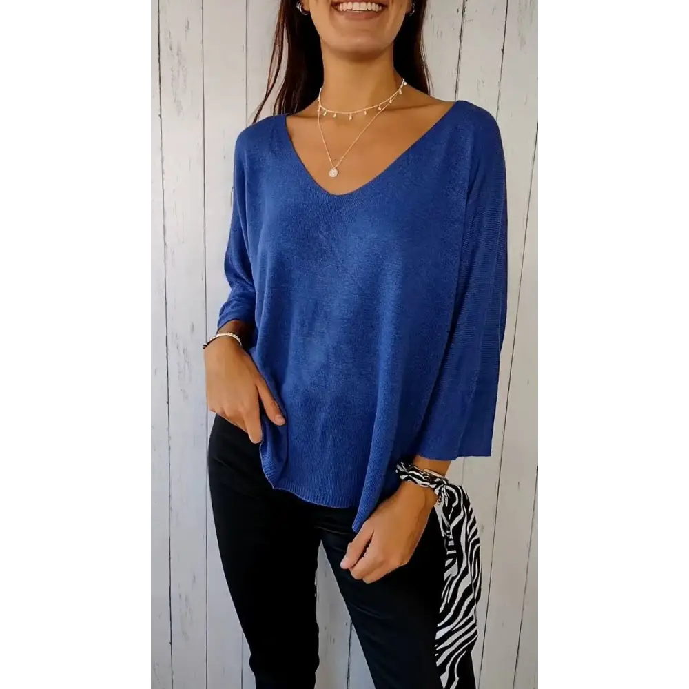 Comfort Long-Sleeve V-Neck Blouse – Penelope