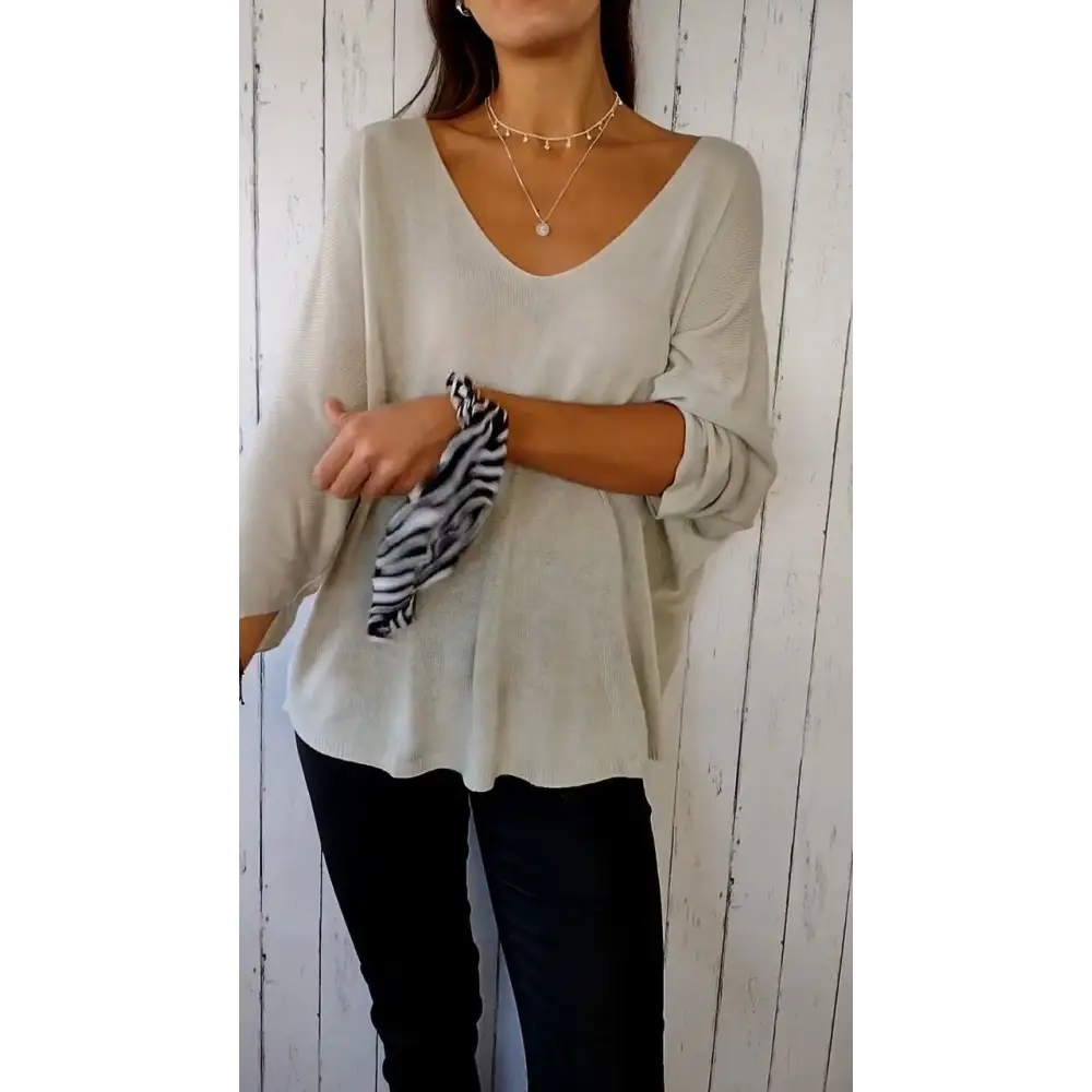 Comfort Long-Sleeve V-Neck Blouse – Penelope – view 2