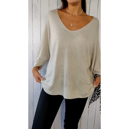 Comfort Long-Sleeve V-Neck Blouse – Penelope – view 3