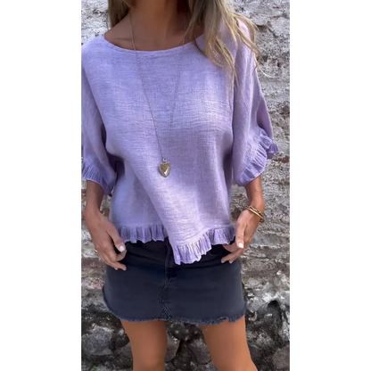 Cotton-Linen Top with Gathered Hem – Hope – view 5