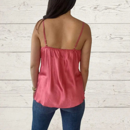 Satin V-Neck Blouse with Spaghetti Straps – Jolie