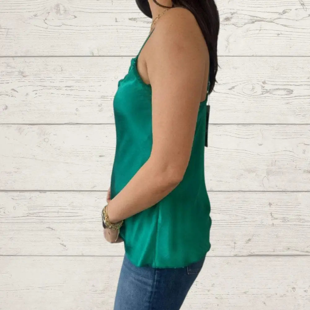 Satin V-Neck Blouse with Spaghetti Straps – Jolie – view 4